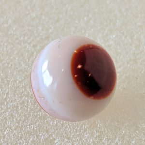 This finely faceted banded double bullseye agate measures right at 1/2" one direction and just 1/64" over the other way. Does not appear unproportionate.  Great looking marble with no notable damage from play.