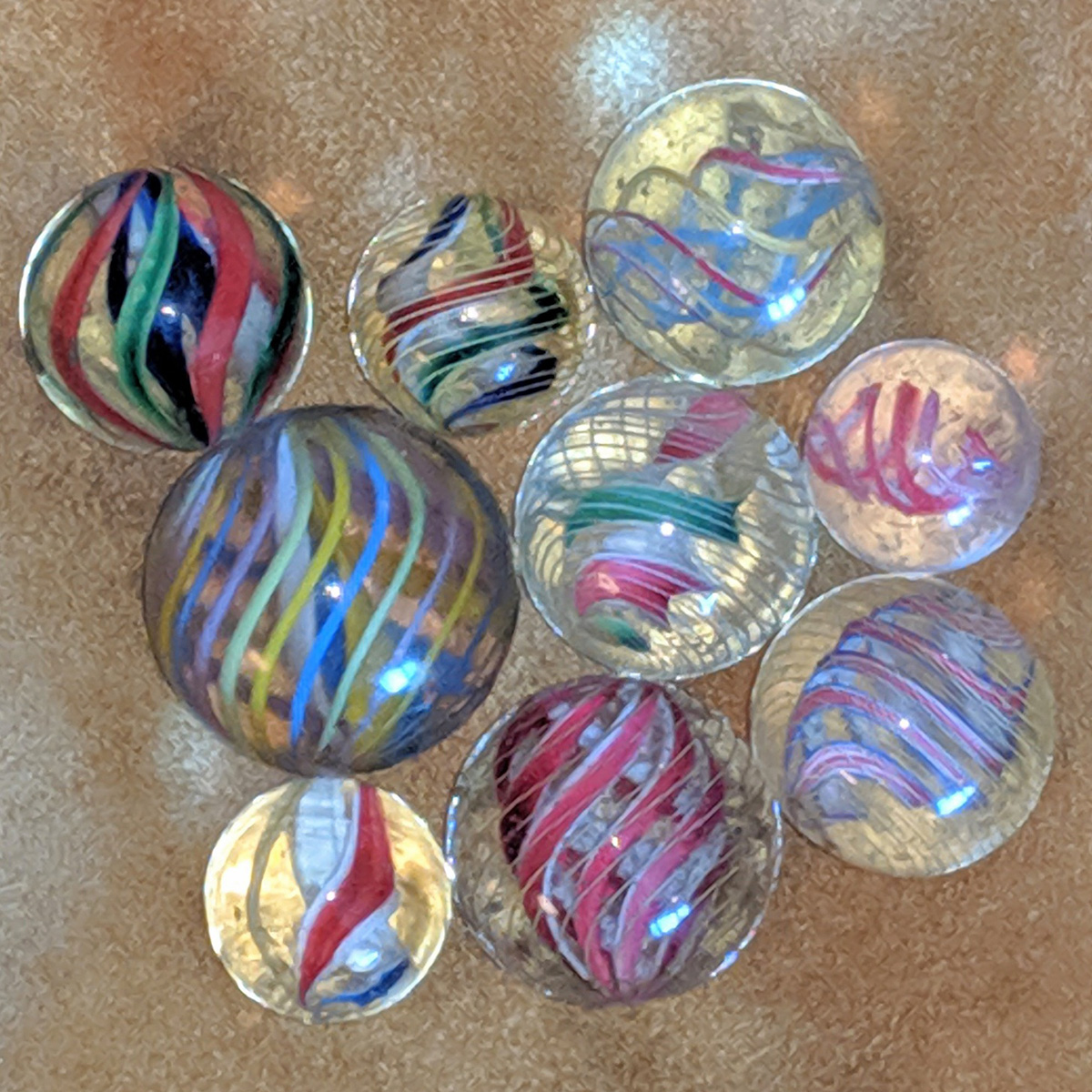 Group of Divided Core Swirl marbles