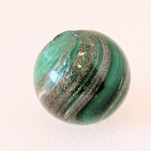 Green glass mist lutz with a white inner core making the marble a nice bright green.  As made touch mark.