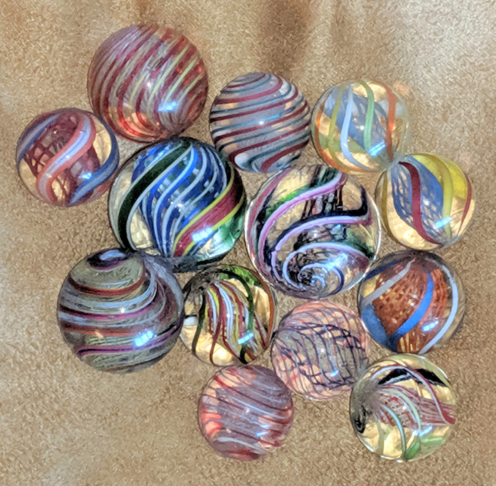 Group of Latticino Core Swirl marbles